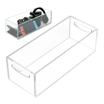 Многофункционален прозрачна Акрилна Настолна Кутия за съхранение с дръжка за Лаптоп Кутия за съхранение на канцеларски материали в студентски квартири Органайзер