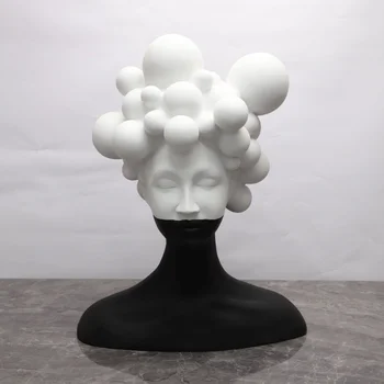 Модерна минималистичная художествена статуетка на скулптура украса от смола модел стая хол креативна черно-бяло момиче меко украса