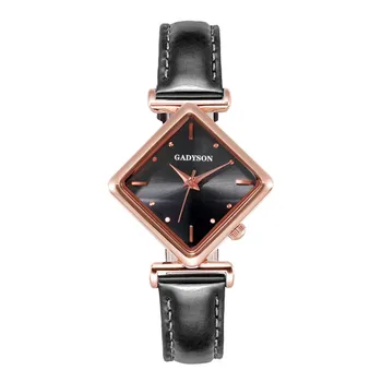 Модни дамски изискан часовник Гладка минималистичные Геометрични Квадратни градиентные дамски кварцов часовник с бриллиантовым огледало Relojes