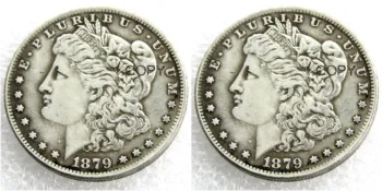 Монети на САЩ 1879/1879 Двухлинейные UNC /Old Color Morgan Dollar copy Coins със сребърно покритие