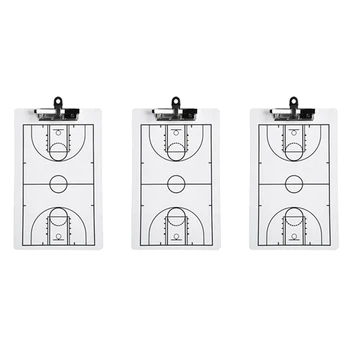 На клипборда на Треньор по Баскетбол, с 3 опаковки, Тренерская Дъска за сухо Изтриване размер 13,78 X 8,66 Инча, Двустранен Маркерная плака С пълно Покритие, Лесна инсталация