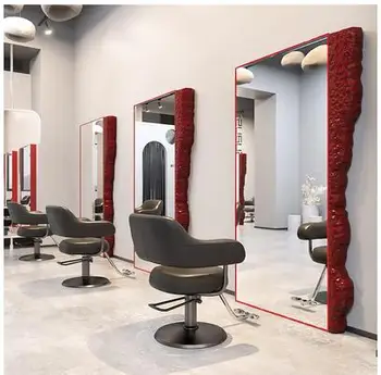 Престижен моден фризьорски салон с огледален маса, специализиран фризьорски салон с едно и двойно подово огледало, фризьорски салон INS net за прически червени коса