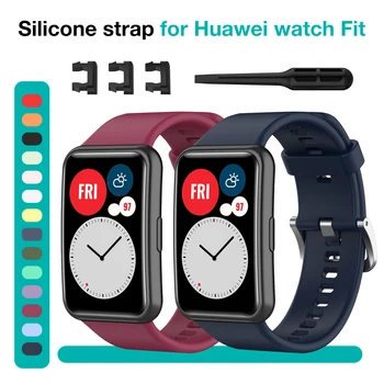 Силиконов каишка за часовник, с инструмент за Huawei Watch FIT Каишка Аксесоари за умни часа Взаимозаменяеми гривна на китката