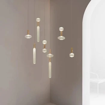 Скандинавските LED висящи лампи Фоайе от Прозрачно стъкло, Кухня, Специални осветителни Тела, Трапезария, Спалня, Шнура на лампата се Регулира