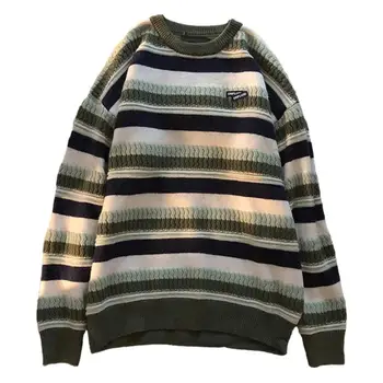 Случайни мъжки топ, мъжки шарен пуловер свободна е задължителен за употреба, есенно-зимния пуловер с кръгло деколте, ежедневни градинска облекло, Мека Удобна мъжки кръгла форма
