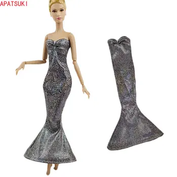 Сребристо-сиво, модерно рокля без ръкави за кукли Барби Дрехи Елегантна рокля с риба опашка Рокля 1/6 Аксесоари за кукли, Детски играчки със собствените си ръце