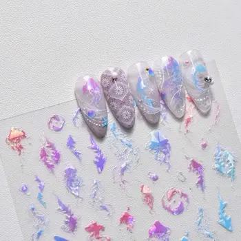 Стикери за нокти с медузи ♫ сладки животни, лазерни етикети, декорации за нокти, аксесоари за нокти, направи си сам, дизайн на нокти