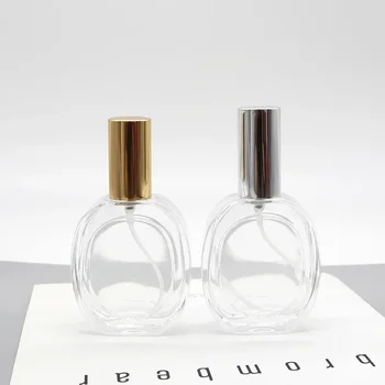 Стъклен флакон за парфюм с винт капак, 50 мл, флакон-спрей с коприна капак, благородна персонални козметика, празен флакон, подвижна