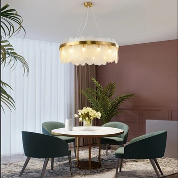 Стъклени висящи лампи за таван Модерна декорация на дома, Стъклен полилей Lamparas Lustres 2023 Интериор дневна