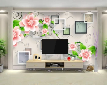 Тапети по поръчка Beibehang модни тапети с красиви цветя стереоскопичен 3D TV фон монтиране на украса за дома, 3D тапети