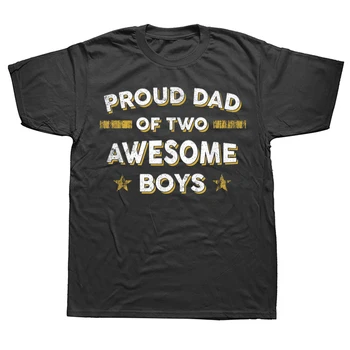 Тениска Proud Dad Two Of 2 Яки Момчета, татко, татко, татко, Лятна памучен градинска дрехи с графичен дизайн, тениска с подаръци за рожден ден с къс ръкав