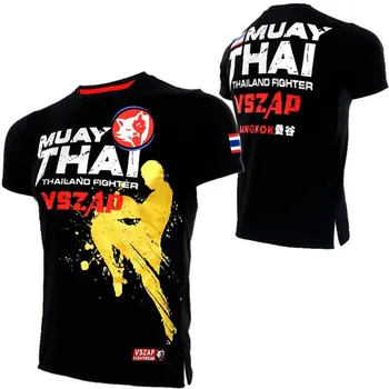 Тениска с изображение, Муай Тай за Мъже Лятна Дишаща Бързосъхнеща Тениска За бягане във фитнеса, спортни костюми за бокс и борба на открито с къс ръкав