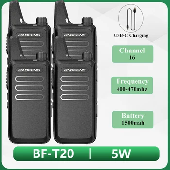 1/4ШТ Baofeng BF-T20 5 W Мини-радио USB-C За зареждане на Преносими двустранните радиостанции Актуализация BF-C9 KD-C1 BF-888S Ловно Детска играчка