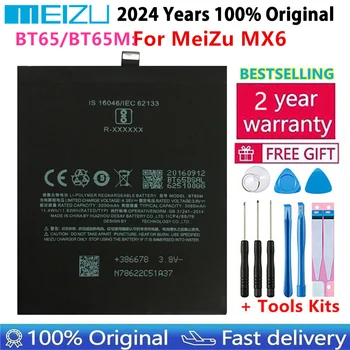100% Meizu Оригиналното Качество на 3060 mah BT65 BT65M Литиево-йонна Батерия За MeiZu MX6 Подмяна на Батерията на Мобилния Телефон Bateria