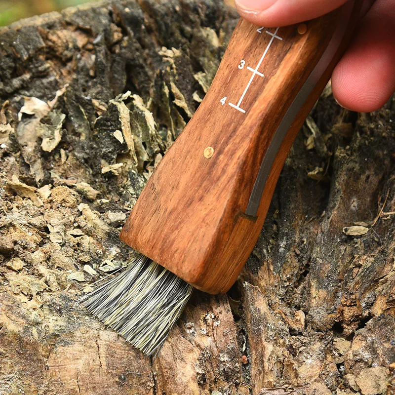 Многофункционален Сгъваем Нож-четка за външно мини-гъби ножа EDC с дървена дръжка от неръждаема стомана, Остър за къмпинг, лов, оцеляване Изображение 3