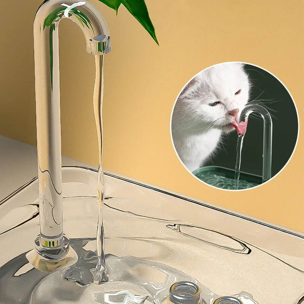 Прозрачен фонтан за котки, филтър вода, USB-рециркулятор за поилки котки, електрически Диспенсер с автоматично изключване на звука Изображение 1