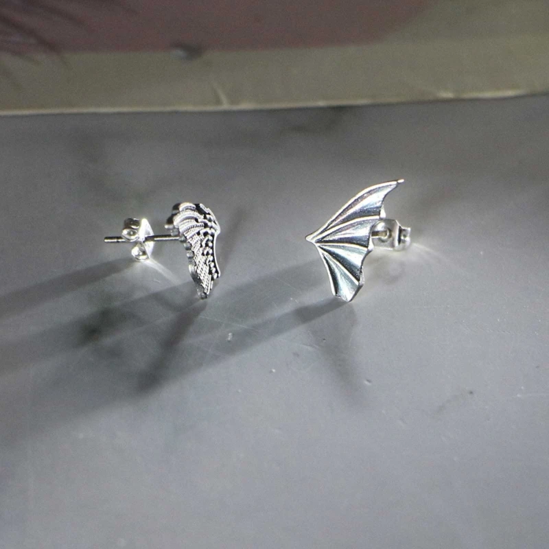 Асиметрични обеци в формата на крилата на ангела, обеци с мърляв темперамент Изображение 1