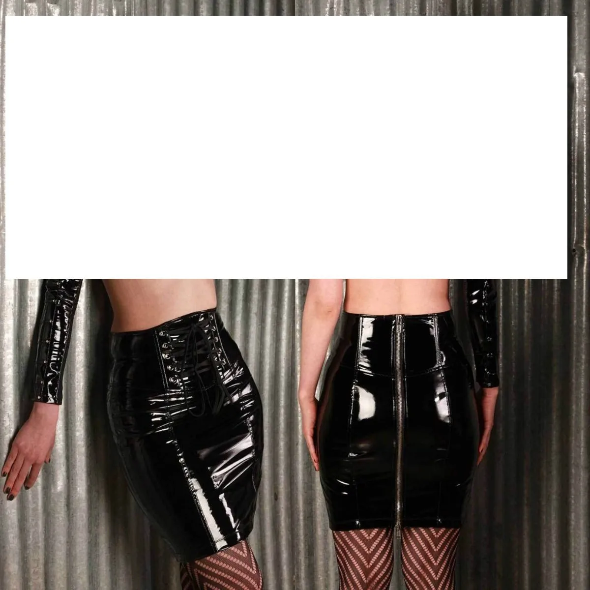 Къса пола от огледално изкуствена кожа, модерен дамски панталон от PVC Изображение 1