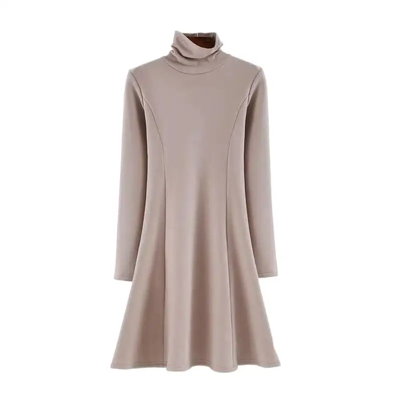 2023 Женски есента и зимата на топло и плътно рокля Midi, винтажное рокля-поло с дълги ръкави, женствена рокля Vestido - Изображение 0