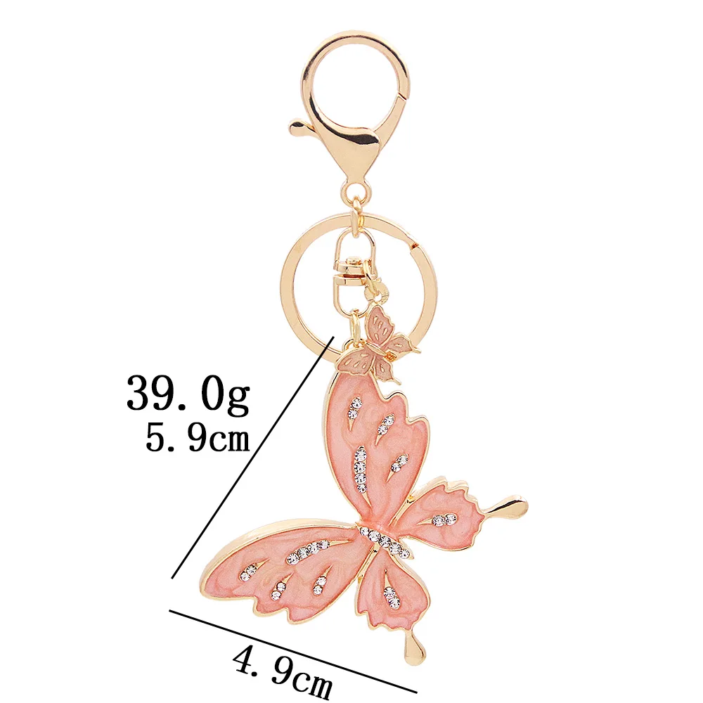 Модни Творчески Планински Кристал Пеперуда Ключодържател Chaveiro Красиви Насекоми Висулка Ключодържател За Момичета Дамска Чанта Чар Бижута Изображение 5