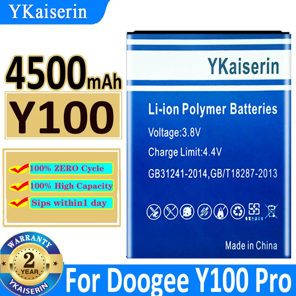 YKaiserin Y100 Y100 4500 mah Батерия За Doogee Valencia 2 Valencia2 Y100 Pro Y100Pro Нова Батерия + Номер на песен Изображение 0