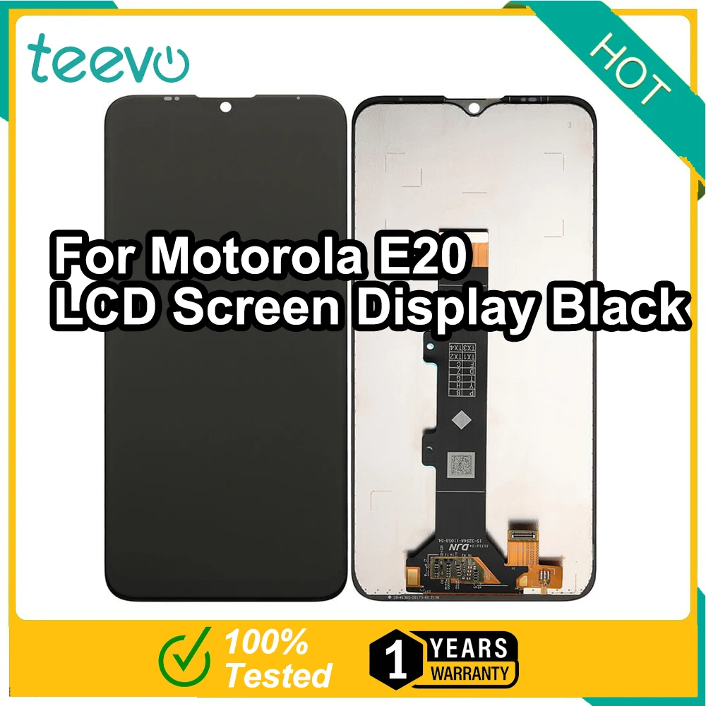 Teevo LCD за Motorola E20 Экранный дисплей и цифров преобразувател с докосване на екрана Черен Изображение 0