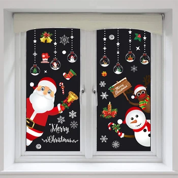 1бр Коледна Стикер На Прозореца PVC Статична Стикер ще Красят Прозорците на Къщата е Голяма лющеща се Стикер На Стената Коледна Стъкло Дядо Лосове Стикер