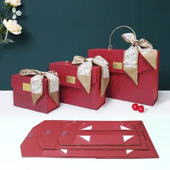 20 бр/лот Реколта Червено Ръчно Подарък кутия Празна кутия Ръчна подарък за шаферките Творчески Сгъваеми Кутии