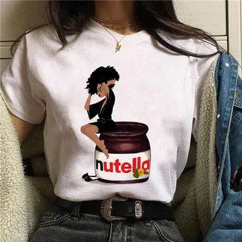 2023 Женска тениска от 100% памук с принтом Nutella, Модна тениска на 90-те години в стил Харадзюку, Графична Секси Тениска за момичета, Топ в Корейски Стил, Жена
