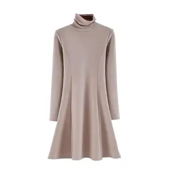 2023 Женски есента и зимата на топло и плътно рокля Midi, винтажное рокля-поло с дълги ръкави, женствена рокля Vestido -