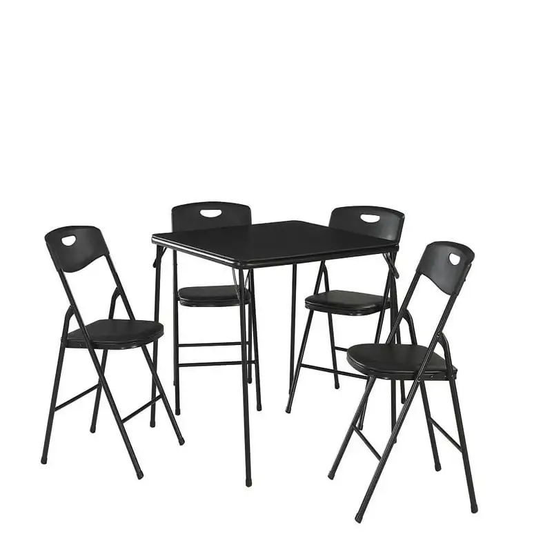 Сгъваема маса и стол от 5 теми, стоманена рамка, черни свръхлеки сгъваеми маси за туризъм, скално катерене, пикник Изображение 0
