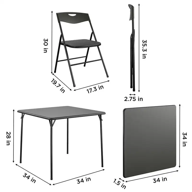 Сгъваема маса и стол от 5 теми, стоманена рамка, черни свръхлеки сгъваеми маси за туризъм, скално катерене, пикник Изображение 5