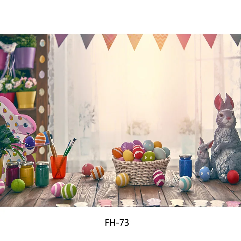 Фон за снимки на пролетта е Великден SHENGYONGBAO Цветя заек Яйца Дървена дъска Фон за снимки студиен подпори FH-1002 Изображение 5