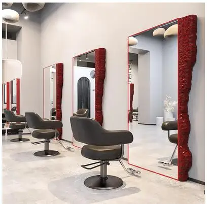 Престижен моден фризьорски салон с огледален маса, специализиран фризьорски салон с едно и двойно подово огледало, фризьорски салон INS net за прически червени коса Изображение 0