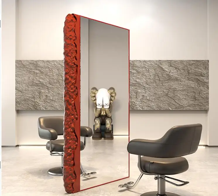 Престижен моден фризьорски салон с огледален маса, специализиран фризьорски салон с едно и двойно подово огледало, фризьорски салон INS net за прически червени коса Изображение 2