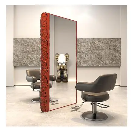 Престижен моден фризьорски салон с огледален маса, специализиран фризьорски салон с едно и двойно подово огледало, фризьорски салон INS net за прически червени коса Изображение 5