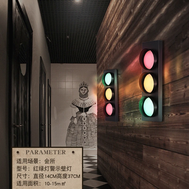 Креативен бар-ресторант в американския индустриален дизайн в ретро стил, светофари, Жп строителство, стъклена стена, вътрешен стенен монтаж лампа Изображение 4