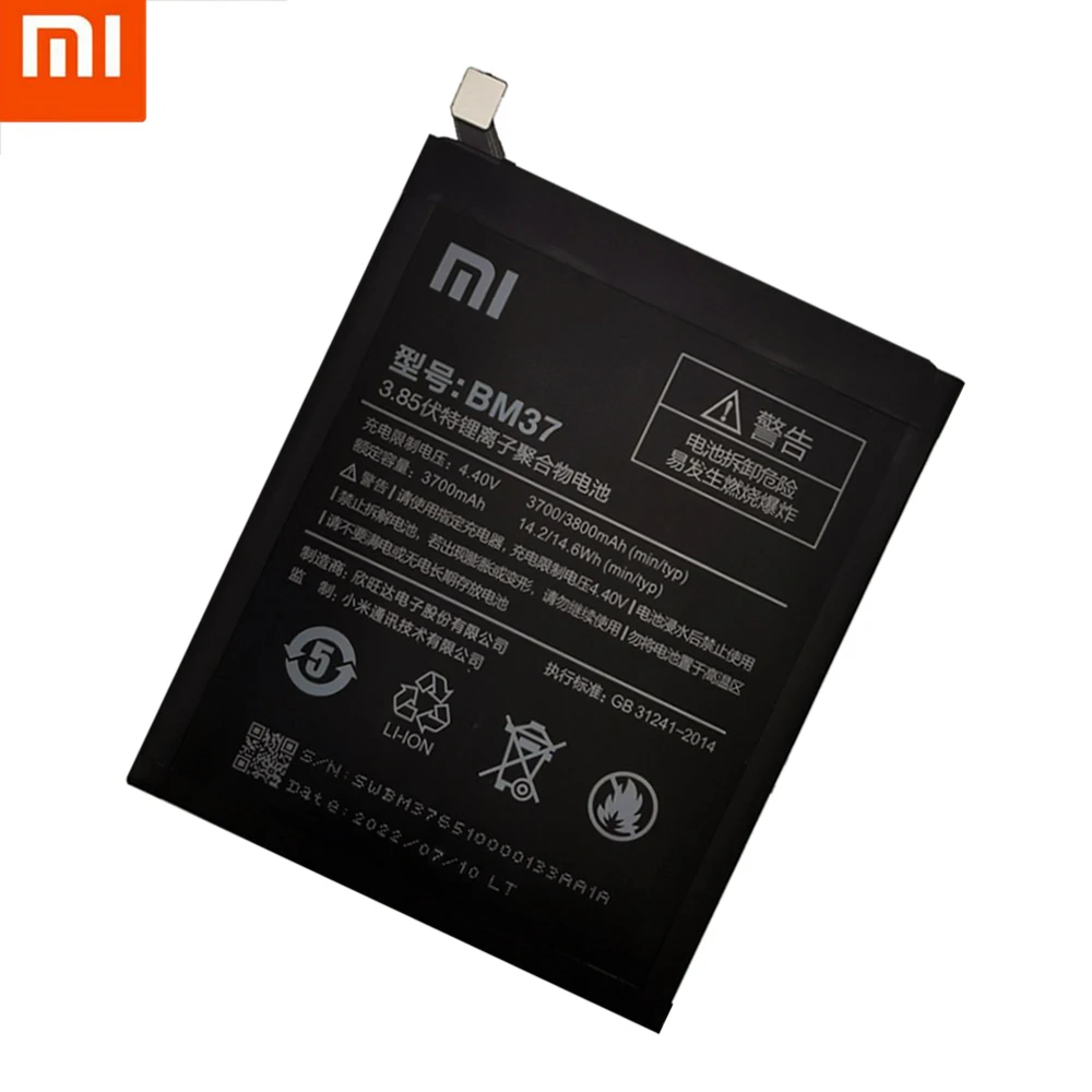 100% Оригинален Xiao mi BM37 3800mAh Батерия За Xiaomi 5S Plus Mi5S Plus Висококачествени Сменяеми Батерии За Телефон + Инструменти Изображение 3