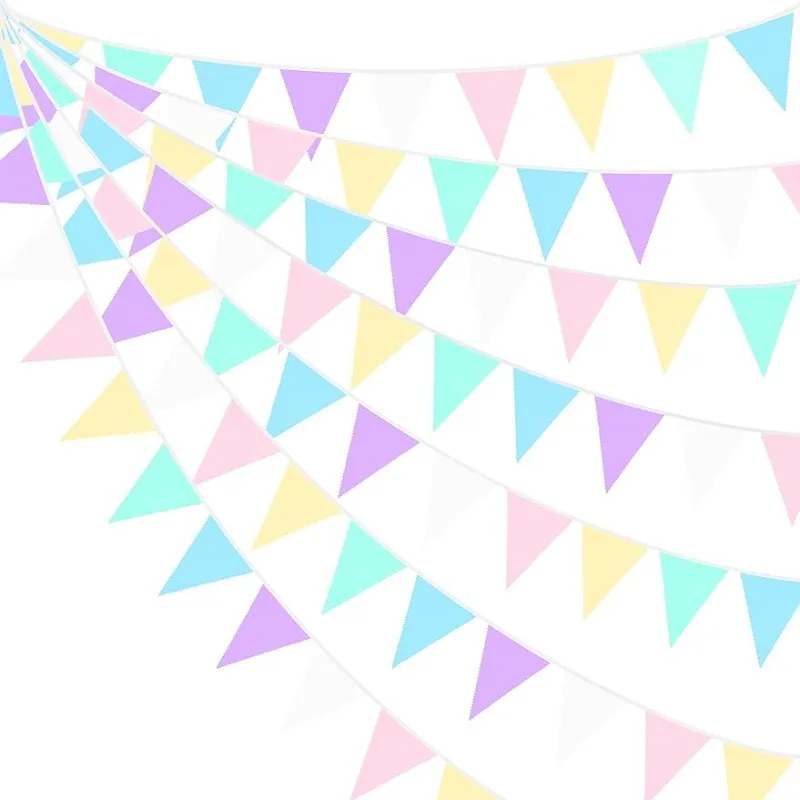 Макарони вимпел Банер плат Пастелно Сватбен Триъгълен флаг на Дъгата овесени ядки Гирлянди за Еднорога Детски бижута хартата за рожден ден Изображение 0