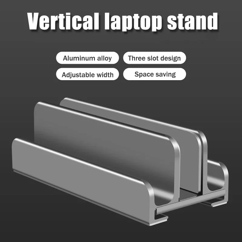 Преносим вертикална стойка за лаптоп от алуминиева сплав, разширяеми регулируеми подложки за съхранение на tablet PC с поставка за офис Изображение 1