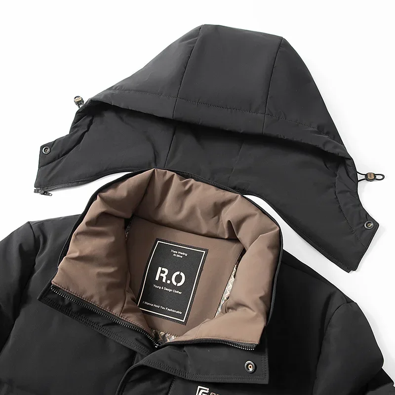 Зимна нова лесна и универсална naka яке с качулка, утепленная за защита от студ и топлина хора на средна възраст и младежи. Тренд Изображение 5