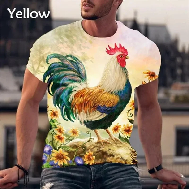 Тениска С изображение на Петел за Мъже, Тениски, Сладки Бебешки Блузи, тениски с 3D Принтом Пиле, Дамски Дрехи, Градинска Мода Harajuku Изображение 4