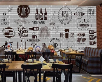 beibehang Тапети по поръчка, 3d стенописи, ръчно рисувани, бира стил, кафенета, фонова стена, хол, ресторант, 3D тапети