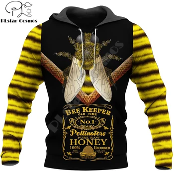 Old Time Bee Пазач, Мъжки блузи с 3D принтом, Чист Суров мед, Harajuku, Модни hoody с качулка, Унисекс, Ежедневни яке, пуловер MF-44