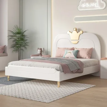 Бебешко легло princess bed момиче, бяла едно легло, спалня за момичета, масив, дърво, модерен, минималистичен лукс.