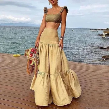 Елегантен дамски Макси пола от златна тафта с висока талия и стегнато с дължина до пода, дълги поли в арабския Дубай, дамски летни поли по поръчка