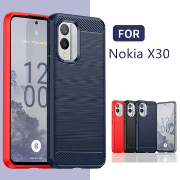 За Nokia X30 5G Калъф Nokia X30 5G Саппу Нов устойчив на удари Броня От Въглеродни Влакна За телефон Мек Калъф от TPU За Nokia X30 5G Fundas