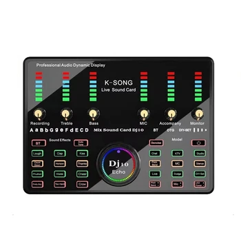 Звукова карта DJ 10 за запис на караоке-подкасти, директно излъчване, на основата на смесено шума, безжична Bluetooth