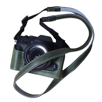 Калъф за фотоапарат от естествена кожа, чанта за носене за фотоапарат с пагон, на цвят зелен платана, аксесоари за камери за XS10