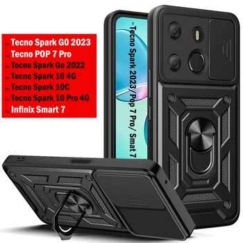 Калъф с подвижна обектив за Tecno Pop 7 Pro Калъф за Tecno Spark 8 9 10 Pro 10В 8C 6 Go 2022 2023 Калъф за Infinix Smart 7 Armor Cover